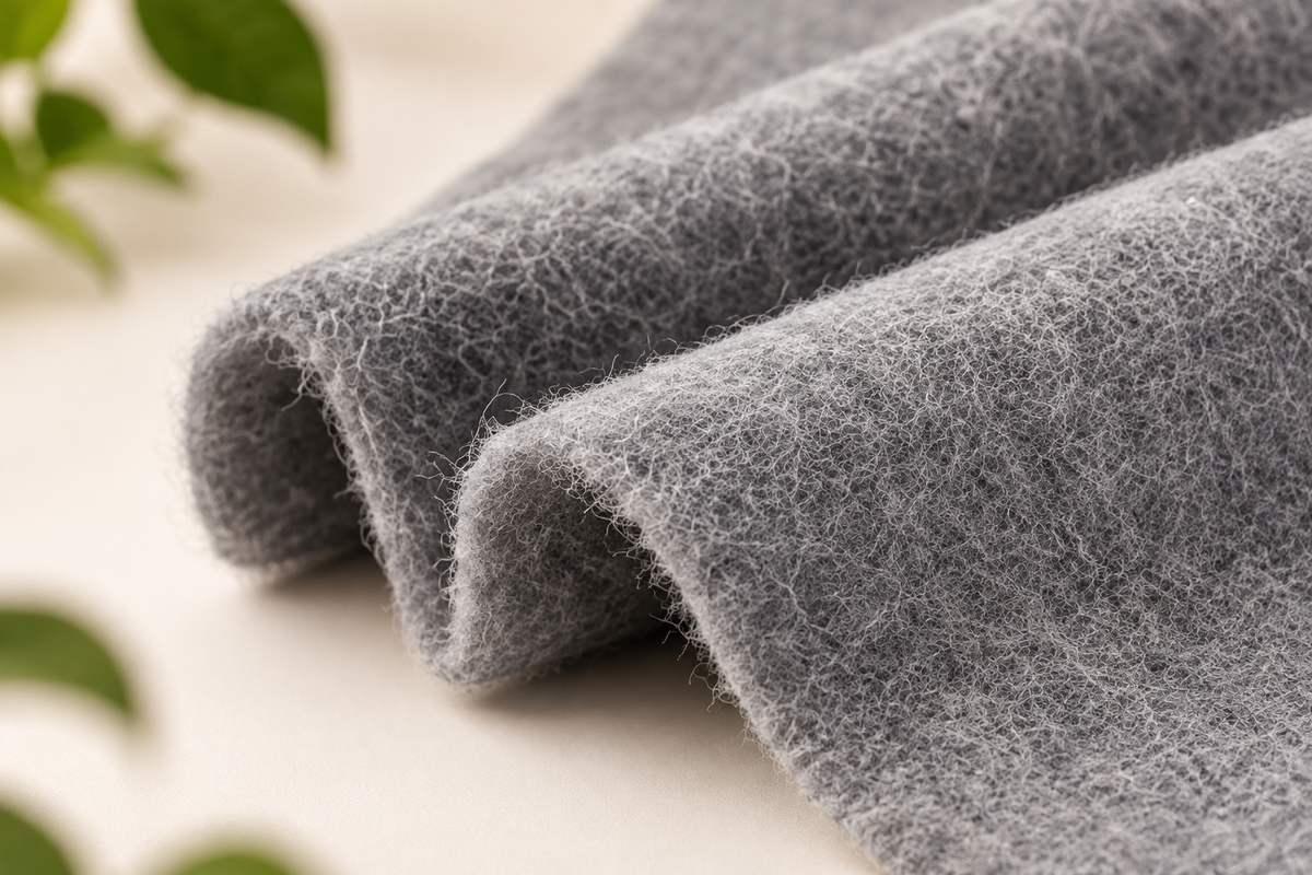 Close-up of non-woven wool fabric