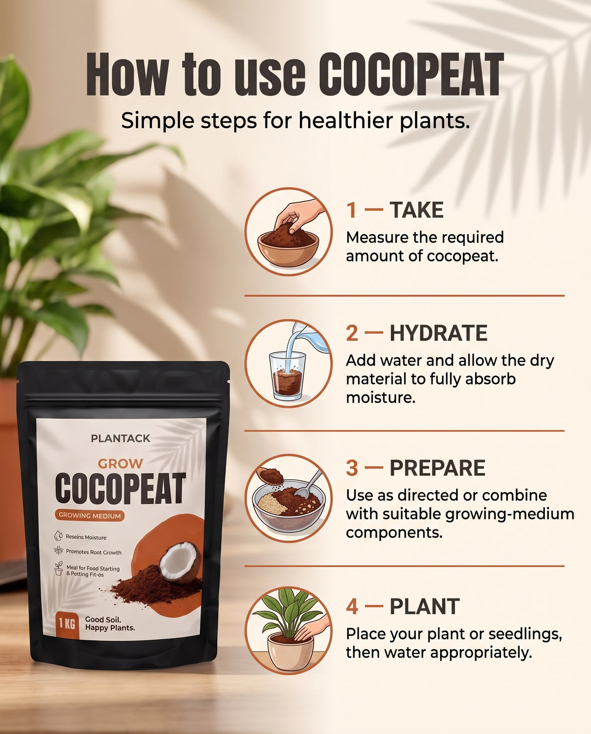 Plantack Grow Cocopeat for Plants | Premium Coconut Coir Growing Medium