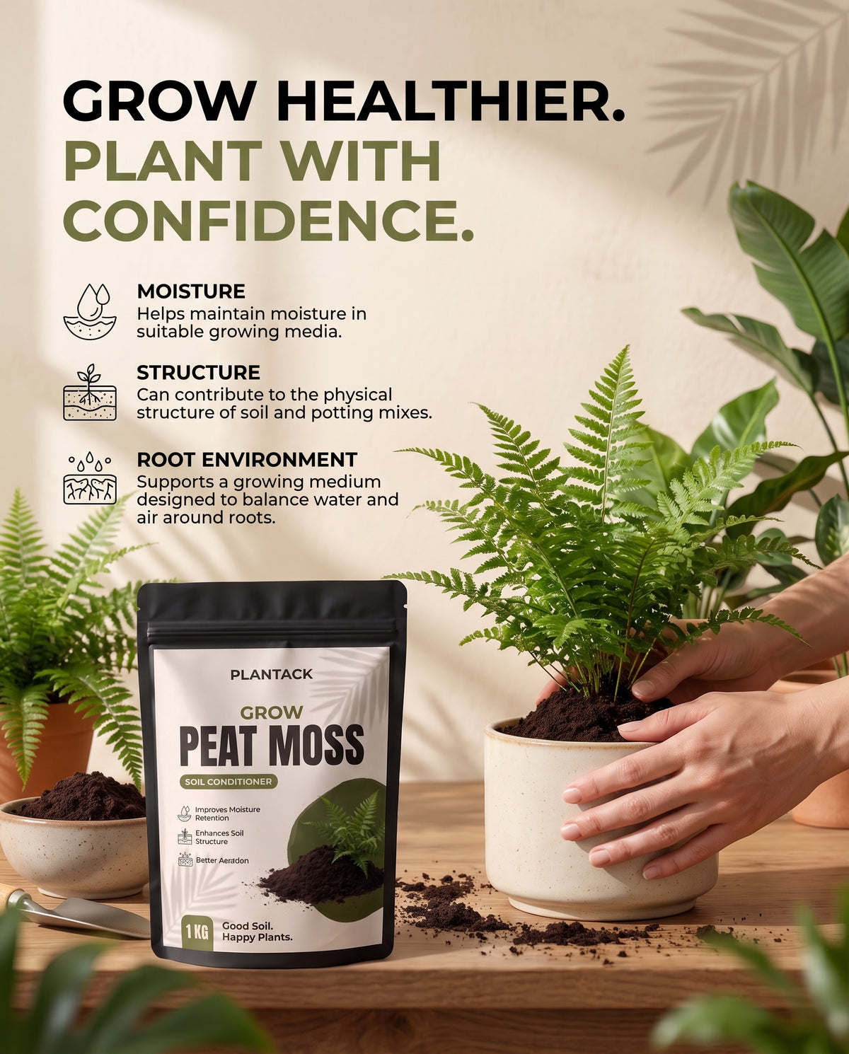Plantack Grow Peat Moss | Soil Conditioner for Plants, Seed Starting & Potting Mix