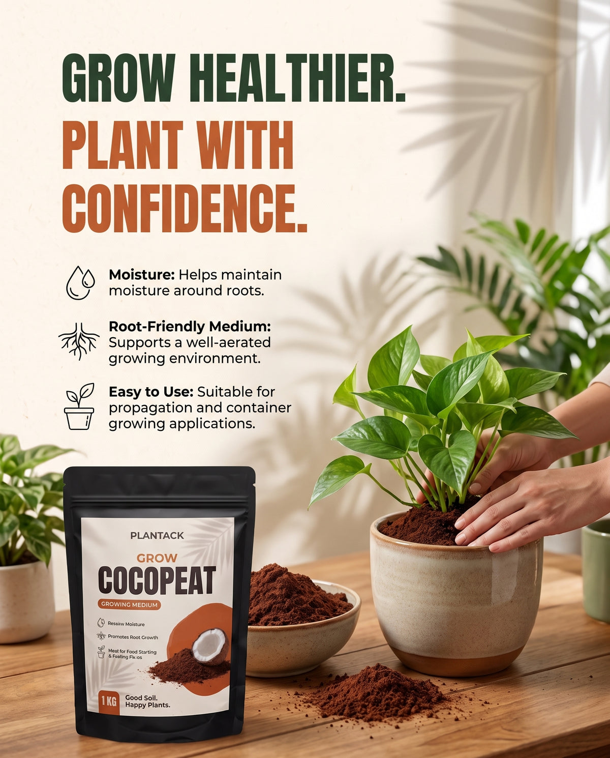 Plantack Grow Cocopeat for Plants | Premium Coconut Coir Growing Medium